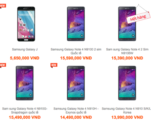 Galaxy Note 4 có nhiều phiên bản với mức giá và chip xử lý khác nhau.